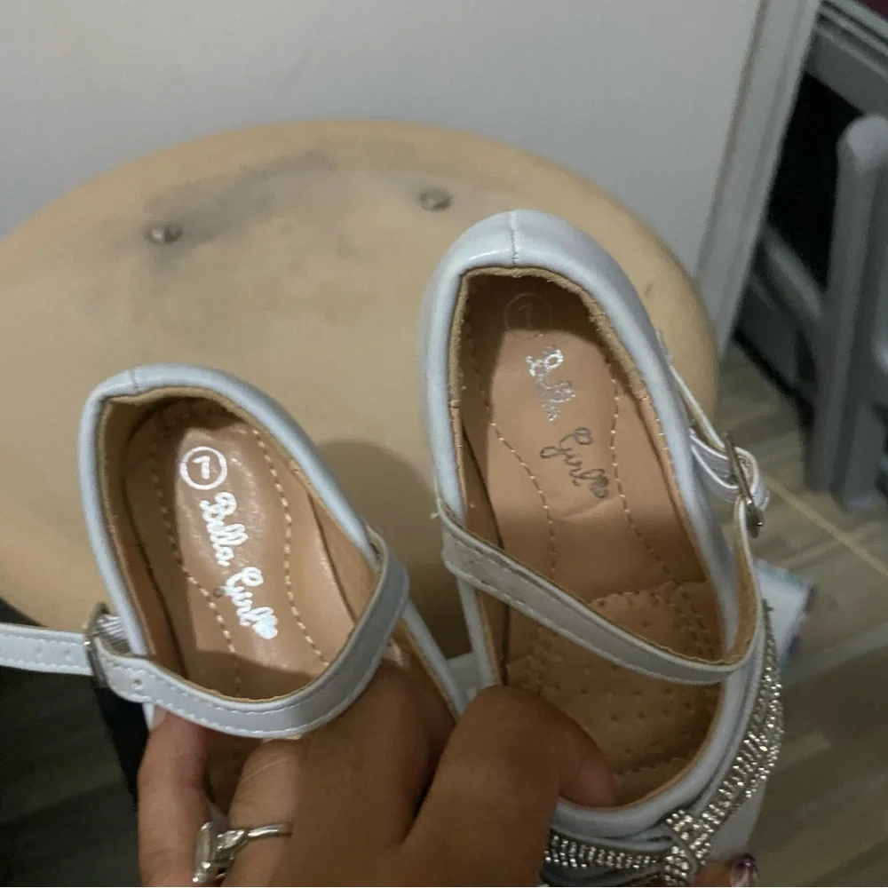 Girls White Rhinestone Mary Jane Shoes